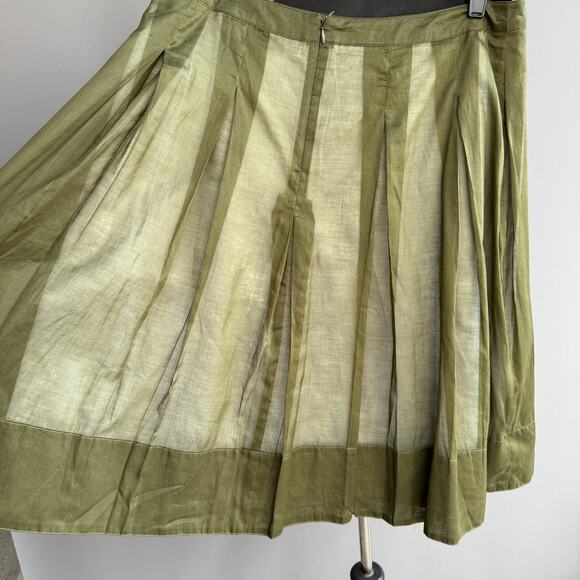 NEW Talbots pleated skirt - olive green - sheer - holiday - cotton - size 10P - Picture 7 of 10